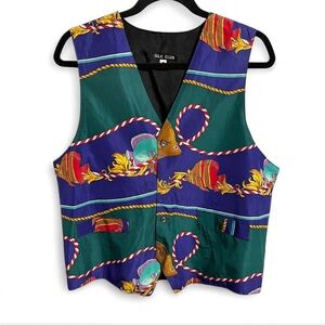 Vintage Silk Club Christmas Fish Vest Mens M
